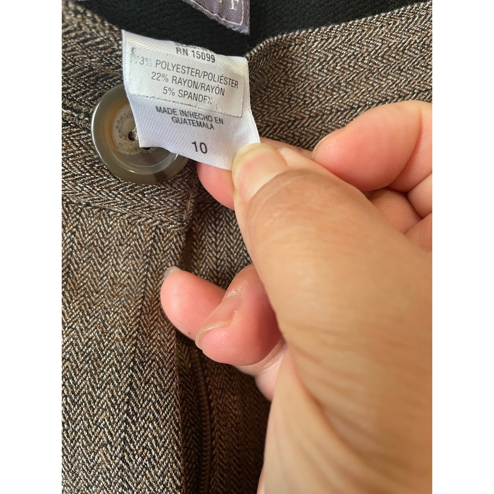 Laura Scott Missy Brown Herringbone Pants No Gap‎ Waistband Size 10 Career - Picture 8 of 8